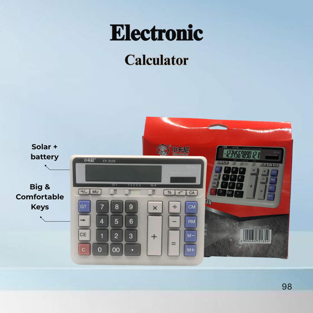 Electronic Desktop Calculator | Office Calculator with Large Display & Big Buttons | Financial Accounting Counter | Handheld Scientific Standard Calculator | Solar + Battery Powered for Easy Counting & Calculations