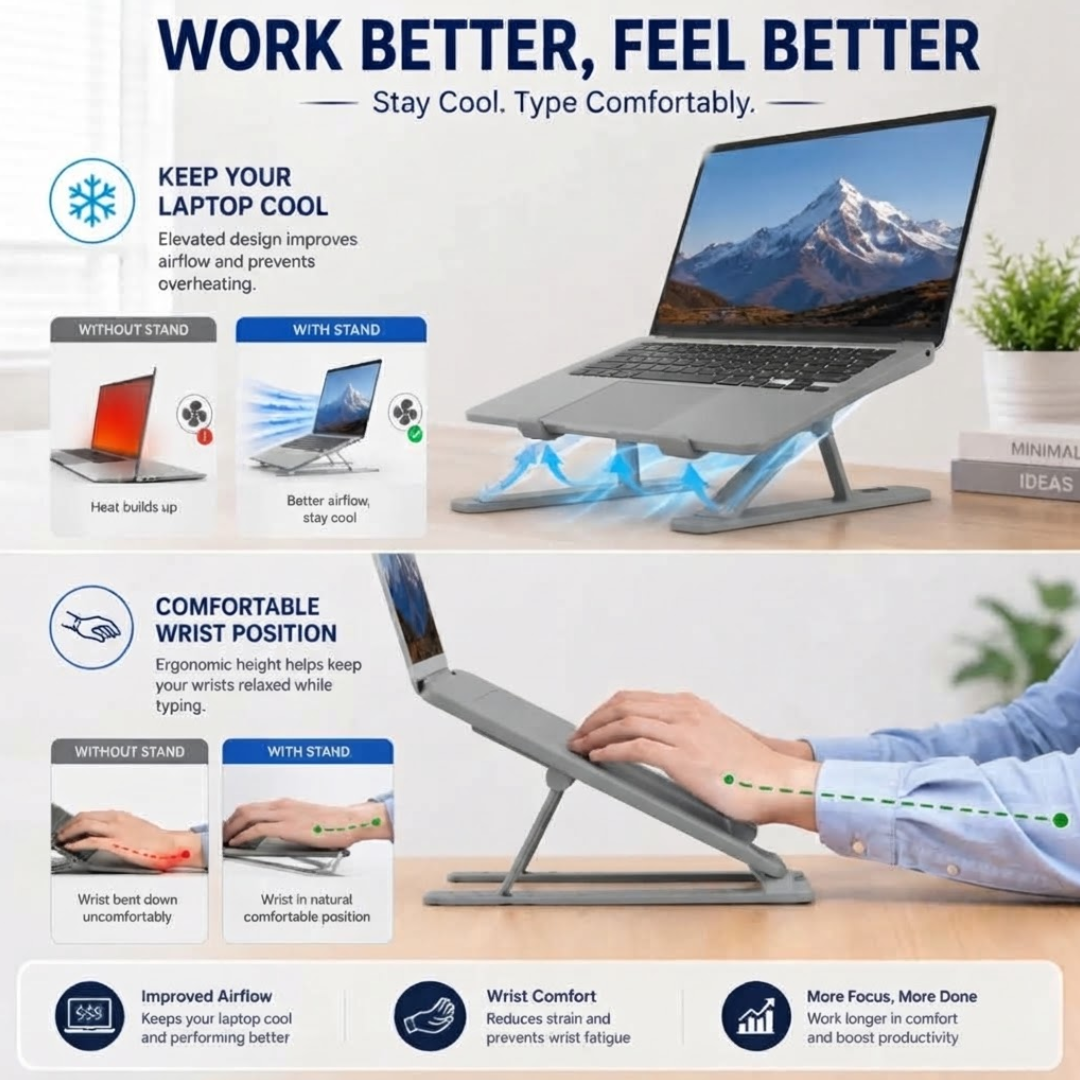 Adjustable Laptop Stand  Foldable Portable Laptop & Tablet Holder