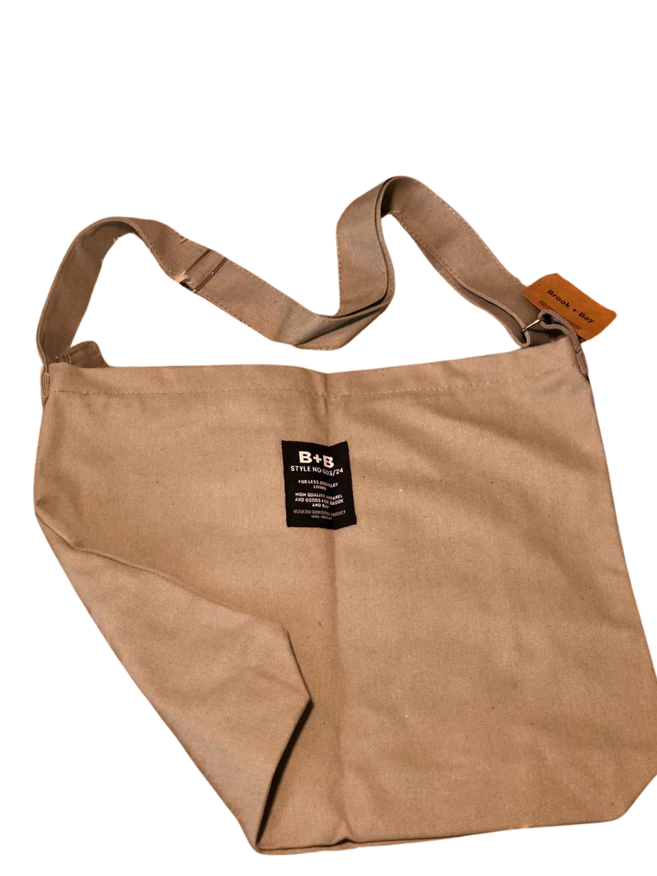 Beige Canvas Crossbody Bag for Shopping