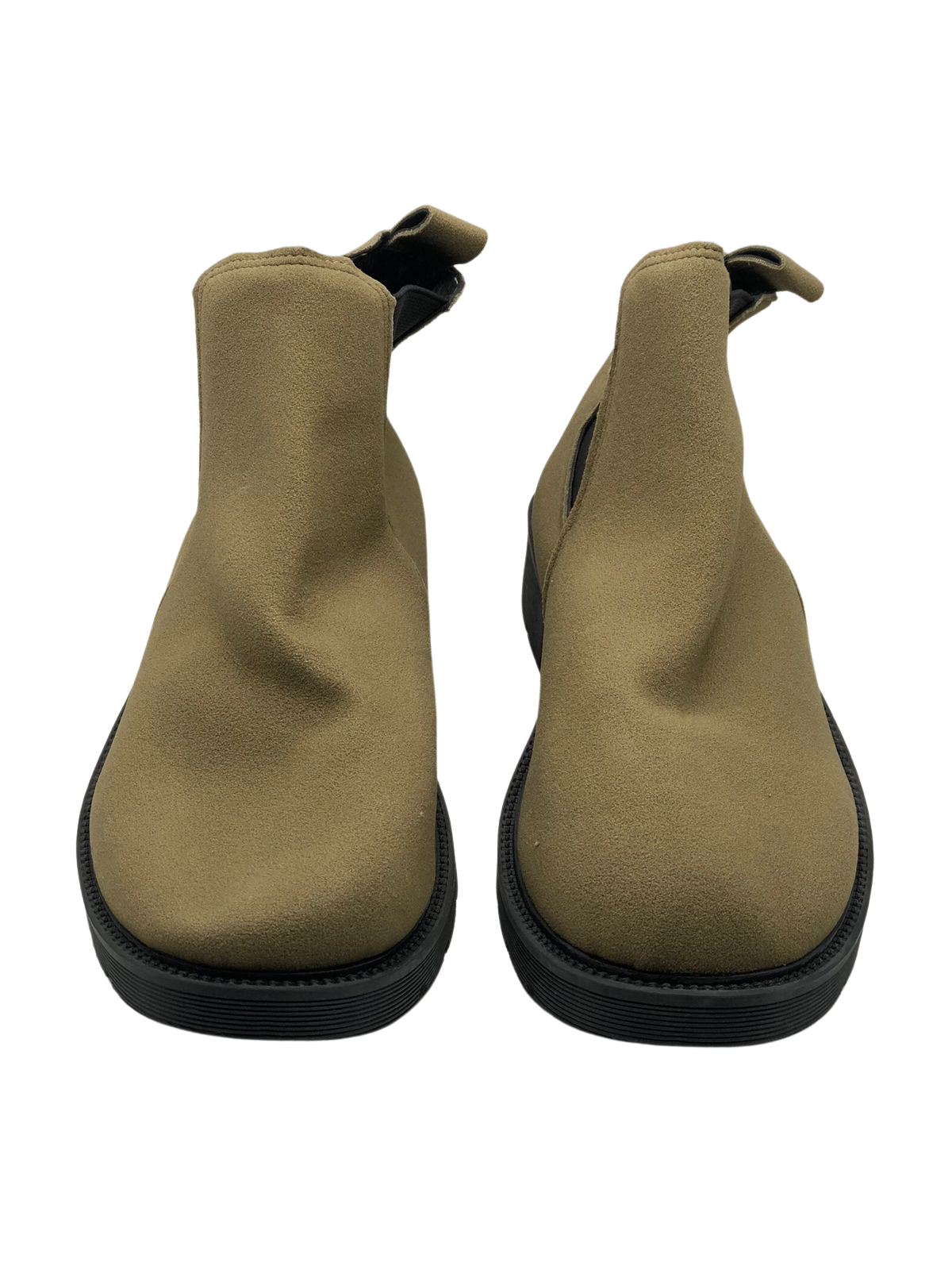 Beige Slip-On Boots with Black Elastic Side Panel