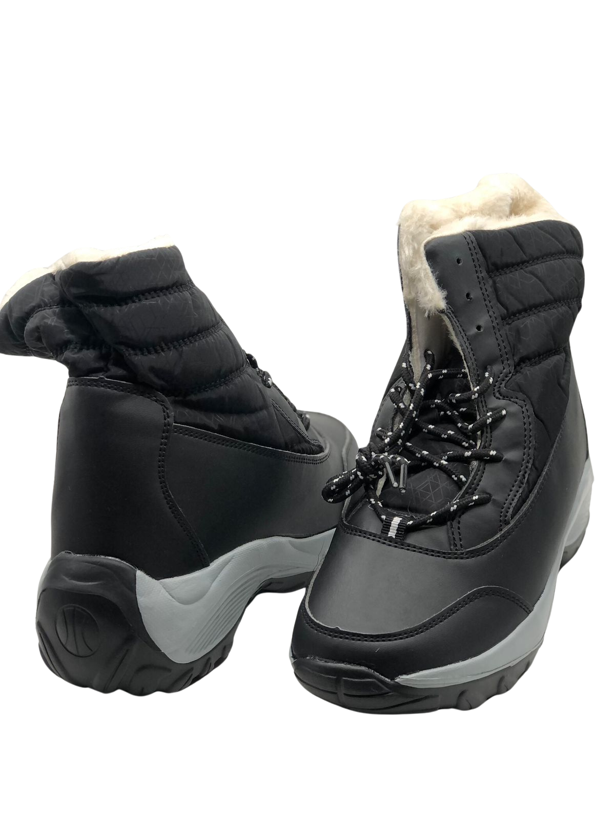 Black Winter Boots with White Fur Lining