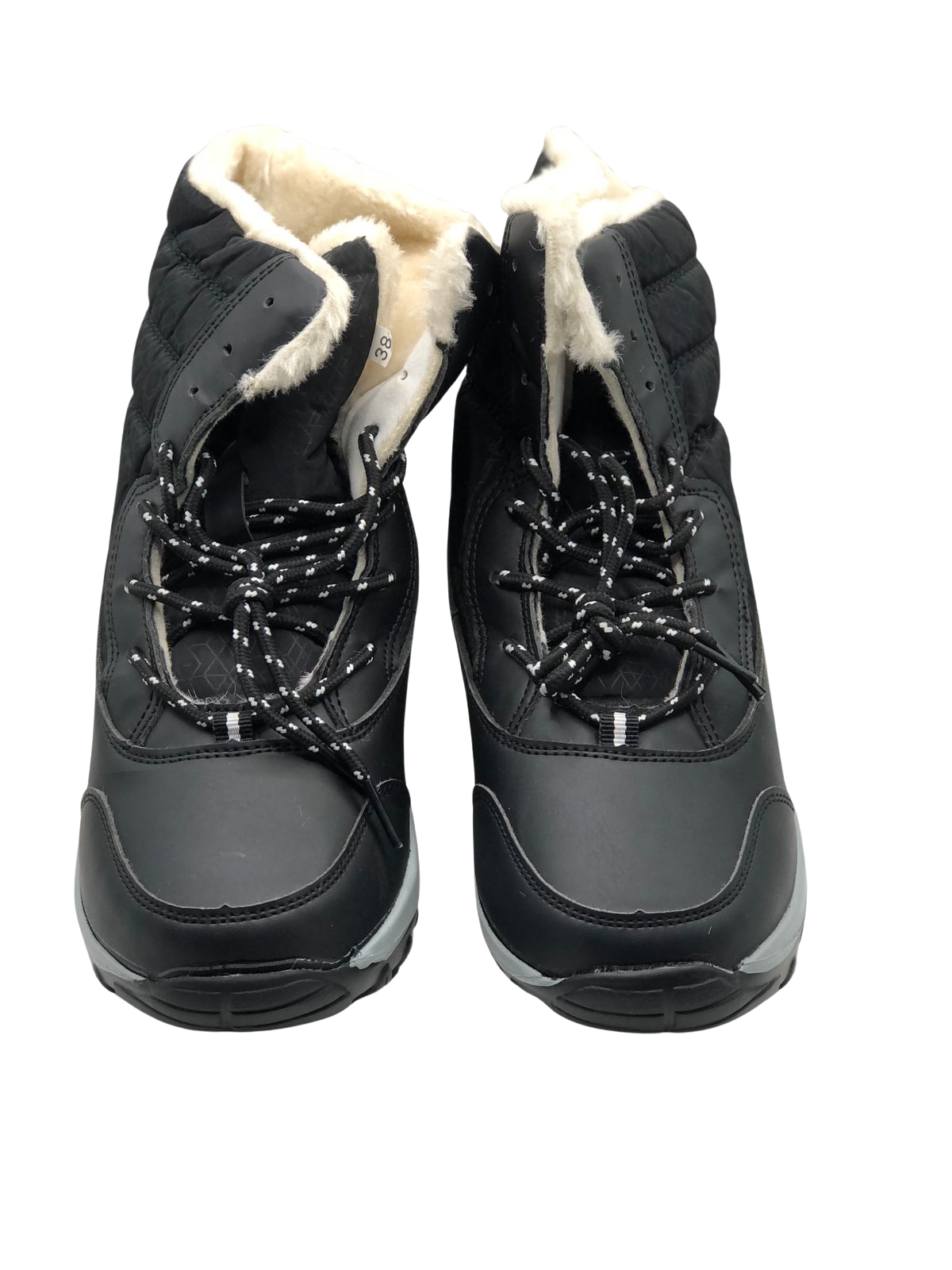 Black Winter Boots with White Fur Lining