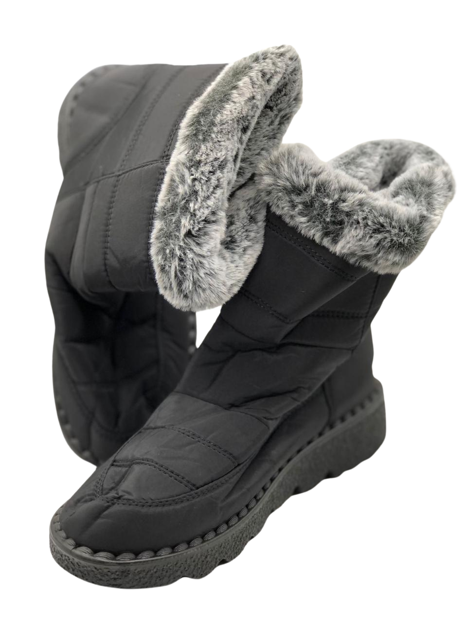 Black Winter Boots Faux Fur Lining