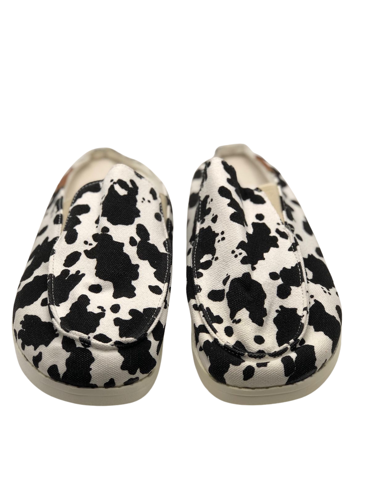 Black and White Cow Print Slip-On Shoes