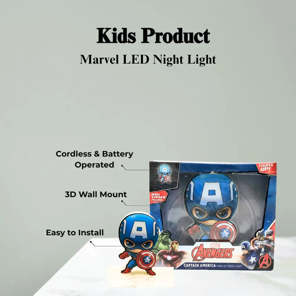 Marvel Led Light Marvel Captain America Shield 3D Deco LED Night Light | Cordless Batte ...