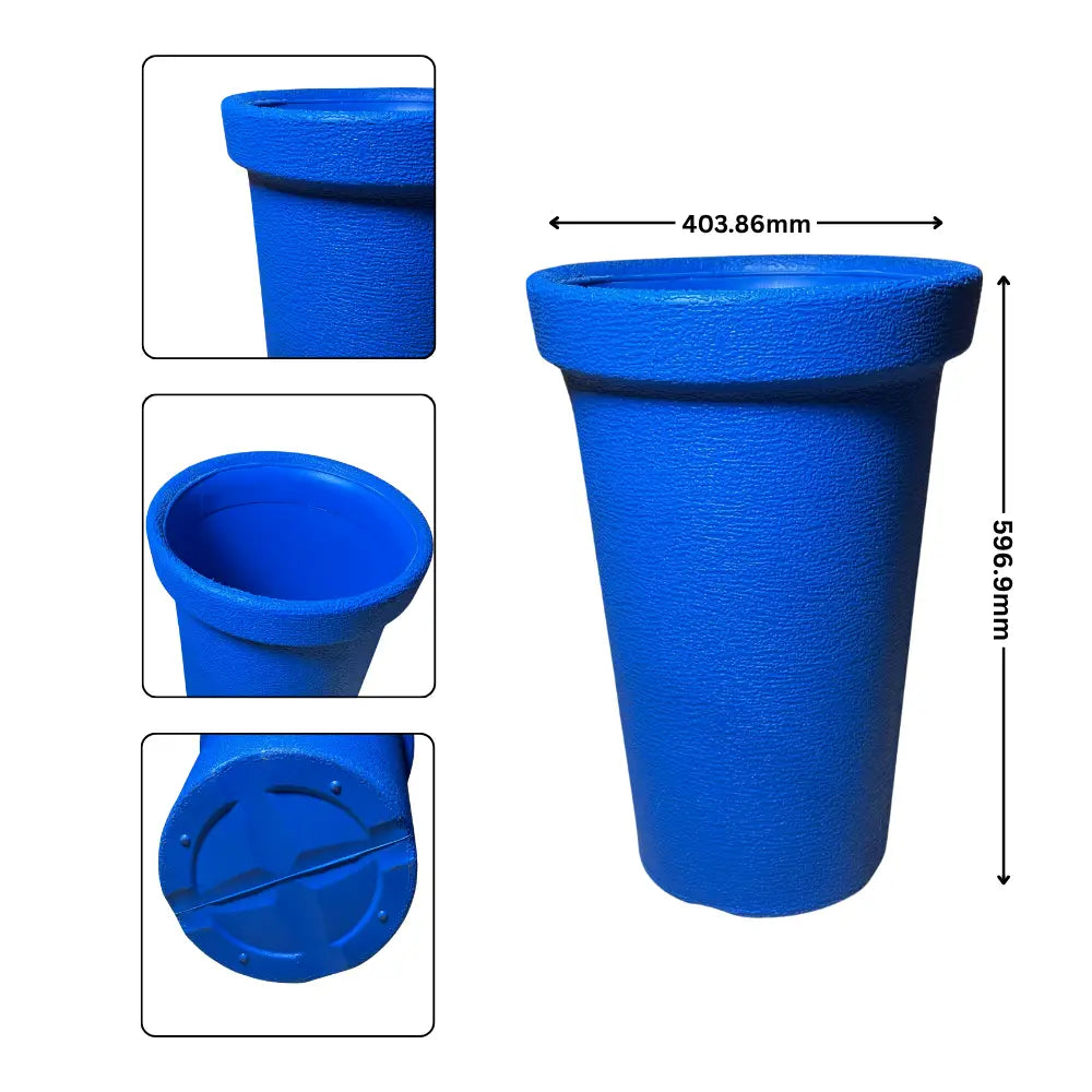 Blue Flower pot with measurements