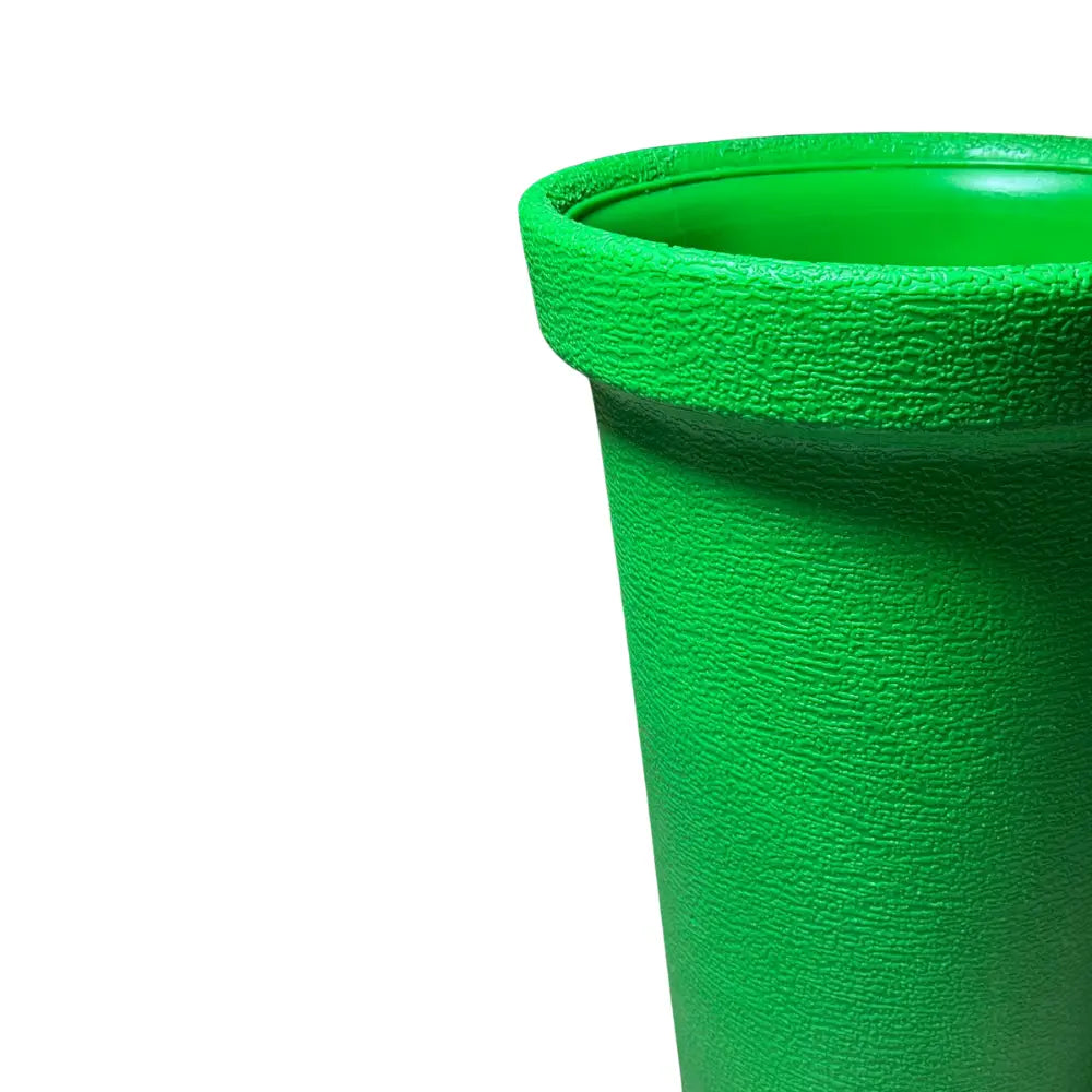 Close-up of a textured green pot