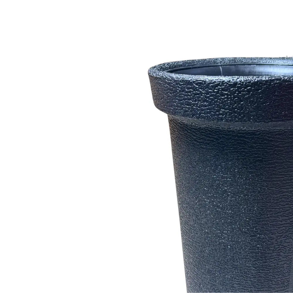 Close-up of a textured grey pot