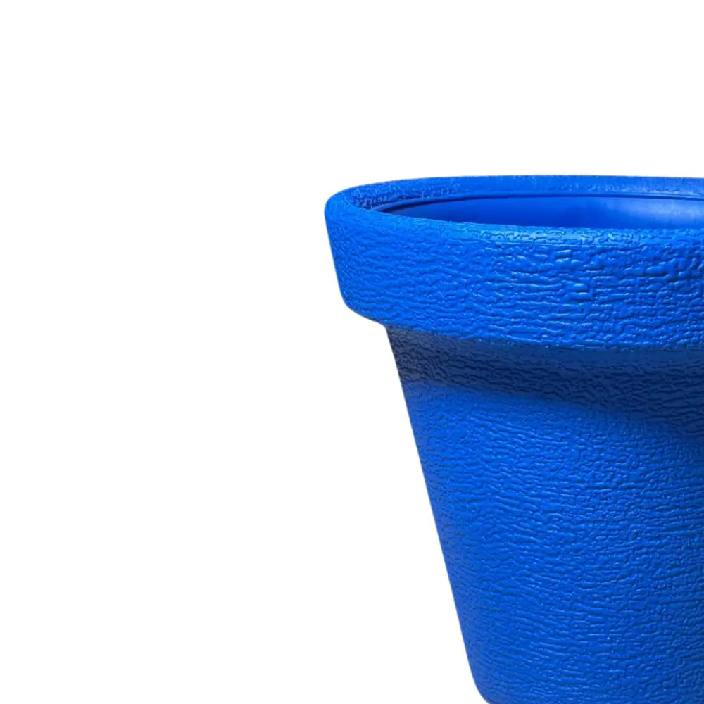 Closeup of Blue ceramic pot