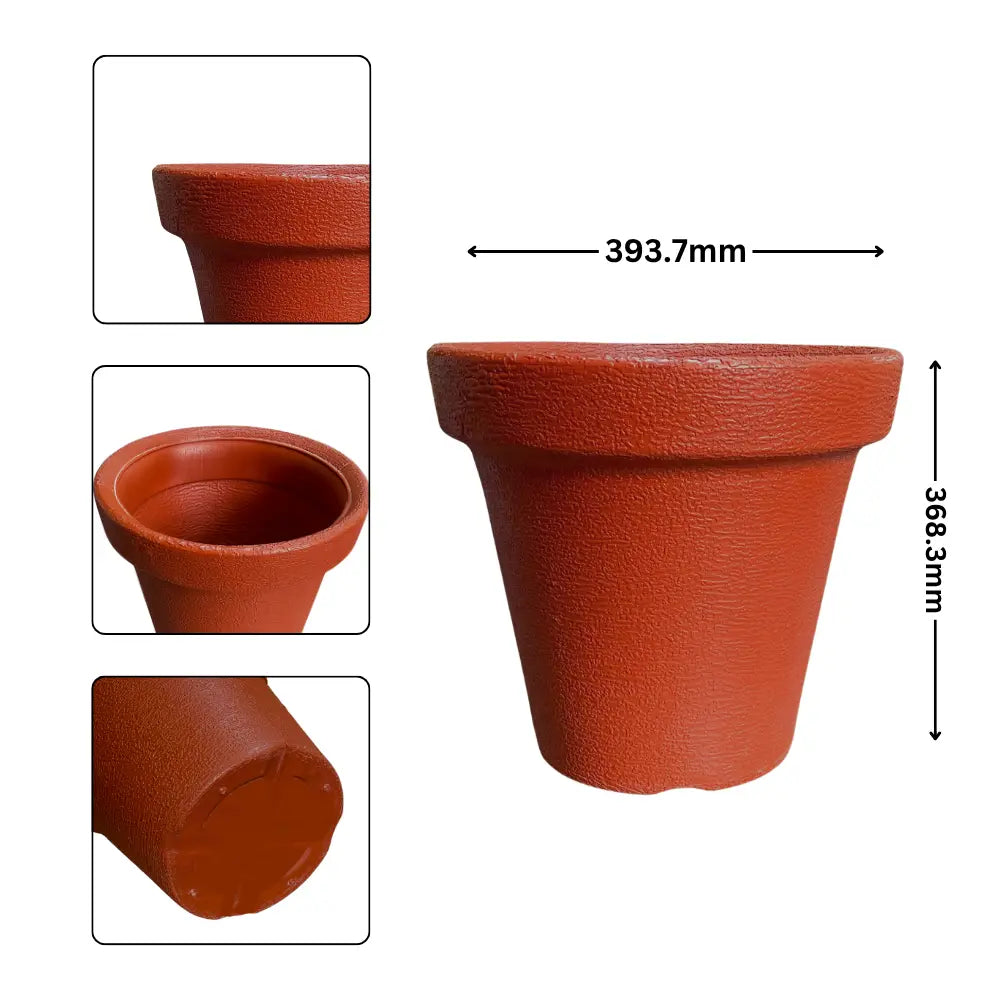 Brown pot with measurements