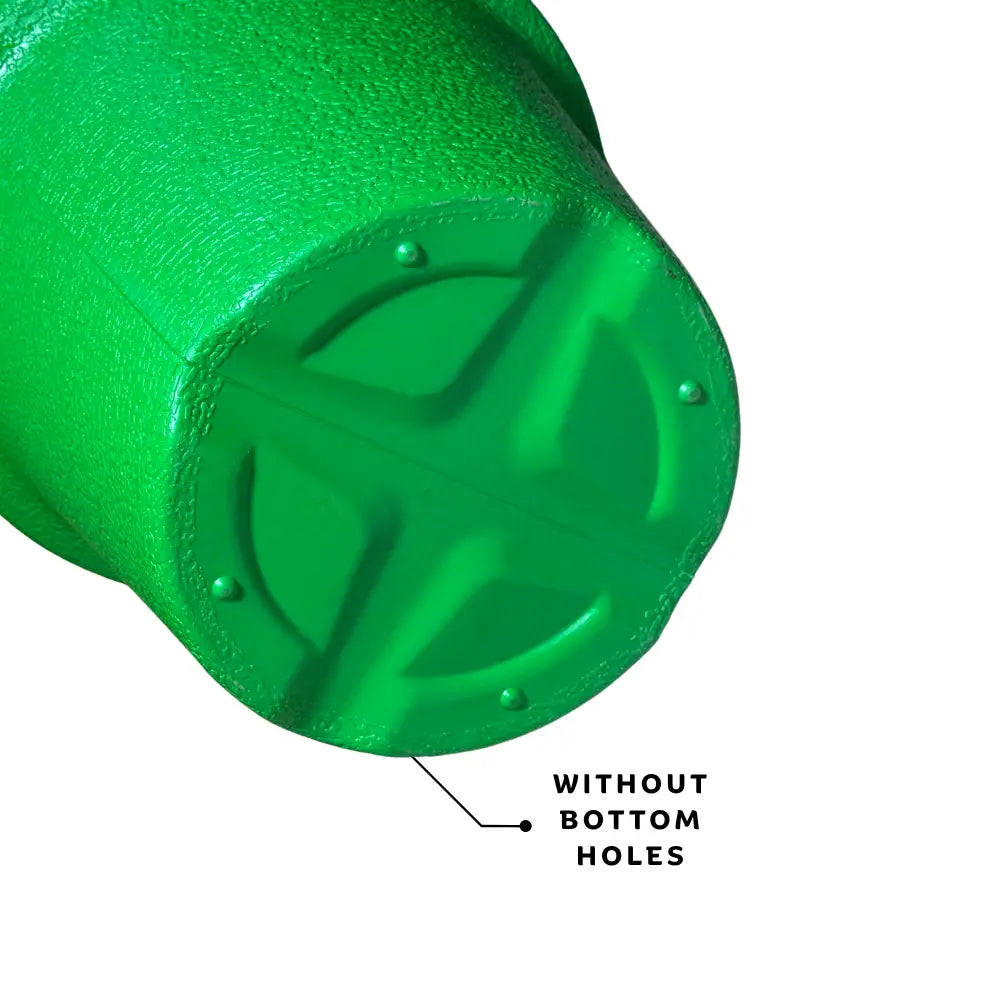 Green pot without bottom holes