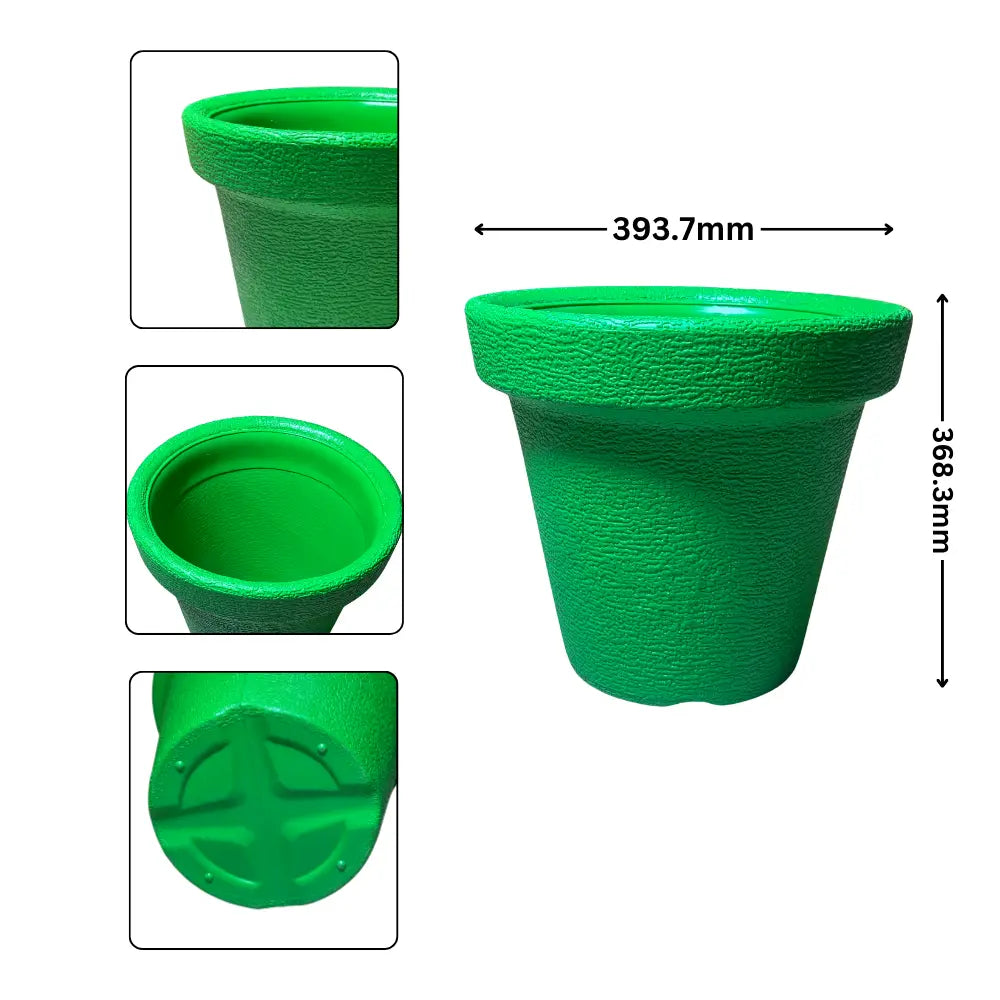 Green pot with dimensions