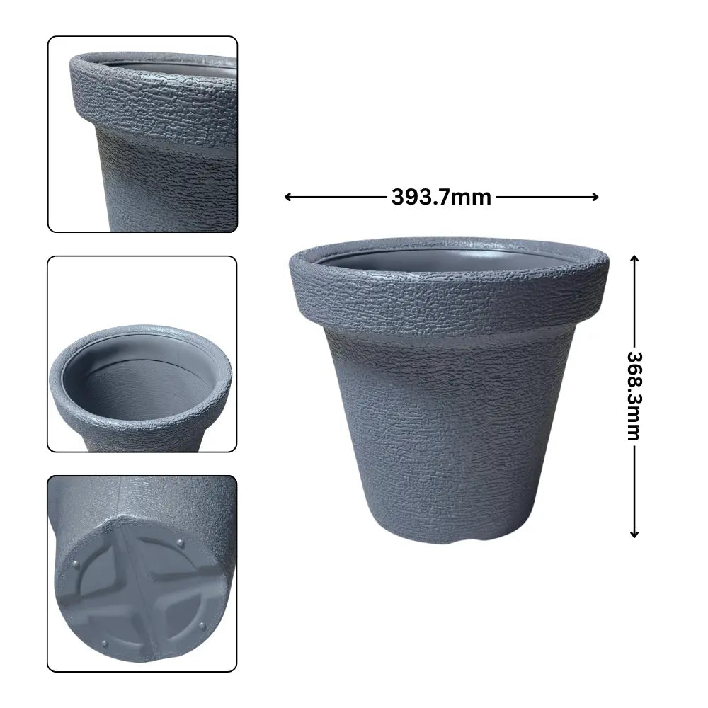 Gray pot with measurements
