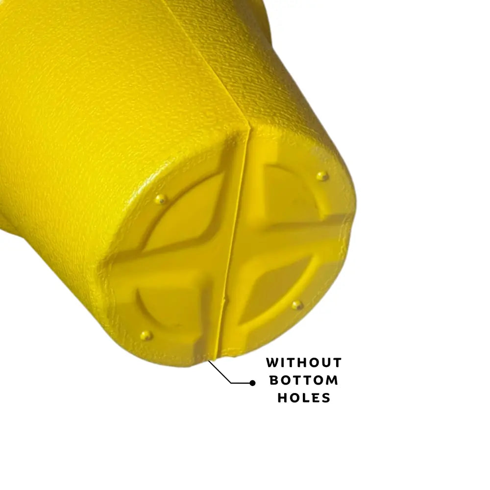 Yellow plastic pot without bottom holes