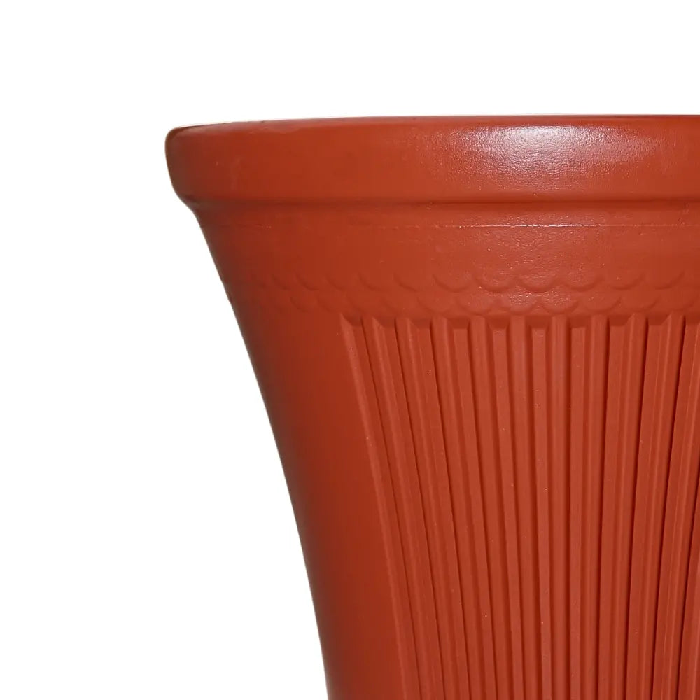 Brown-colored pot with a ribbed texture