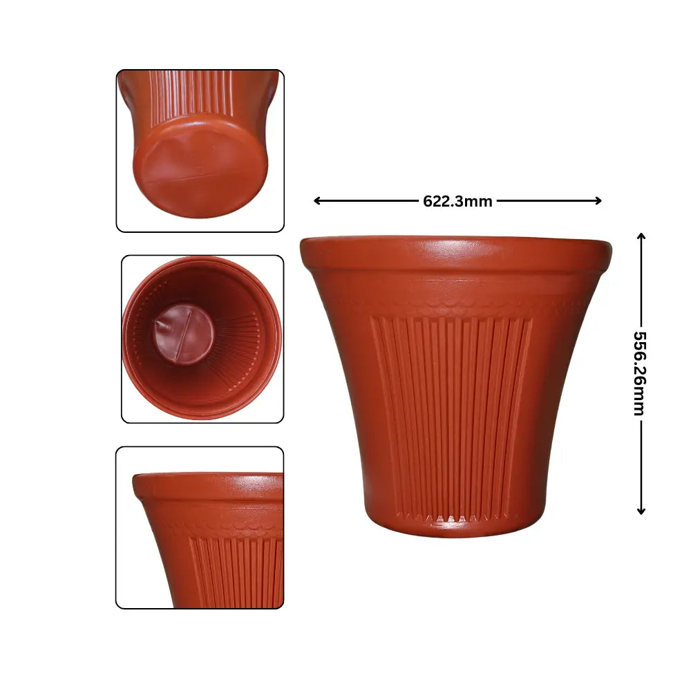 Brown pot 22 inch with dimensions indicated