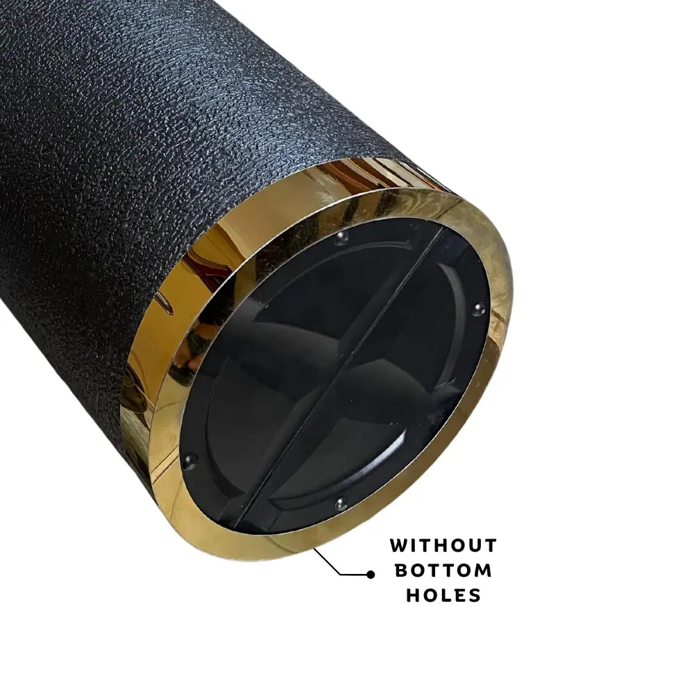 Black textured vase with a gold rim