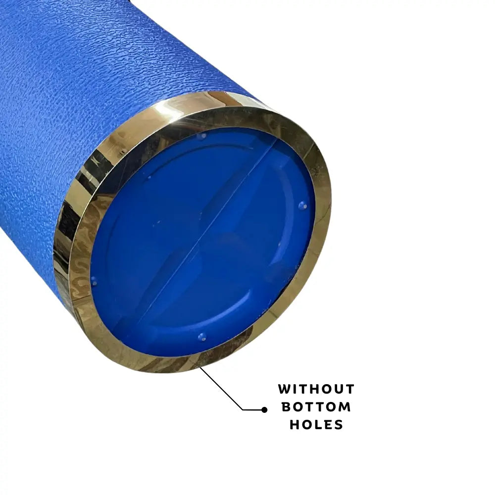 Blue textured vase with a gold rim