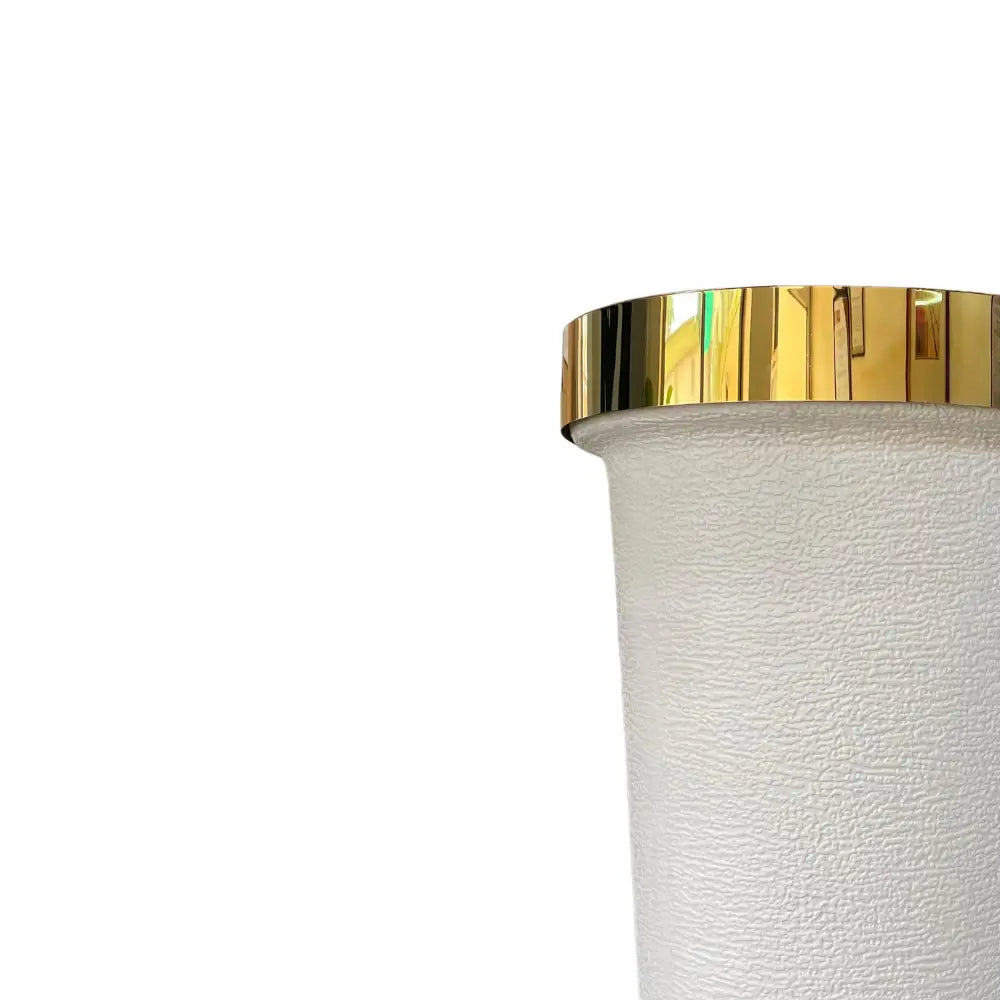 White textured vase with a gold rim