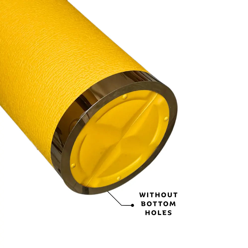 Yellow textured vase with a gold rim