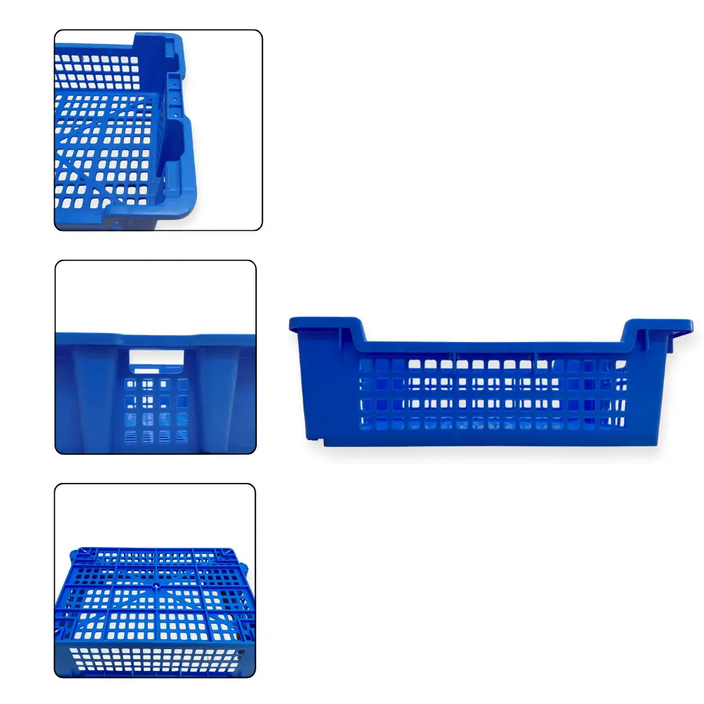 Blue frozen crate shown from multiple angles