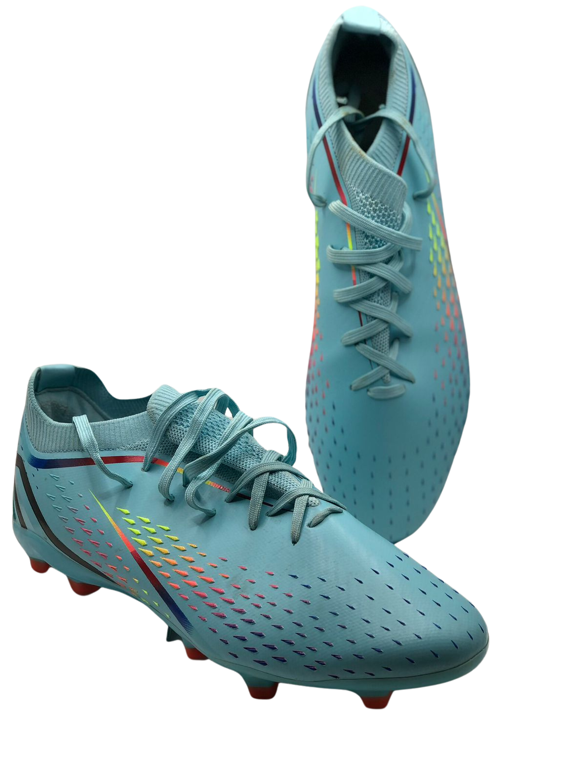 Light Blue Athletic Shoes with Colorful Dot Gradient