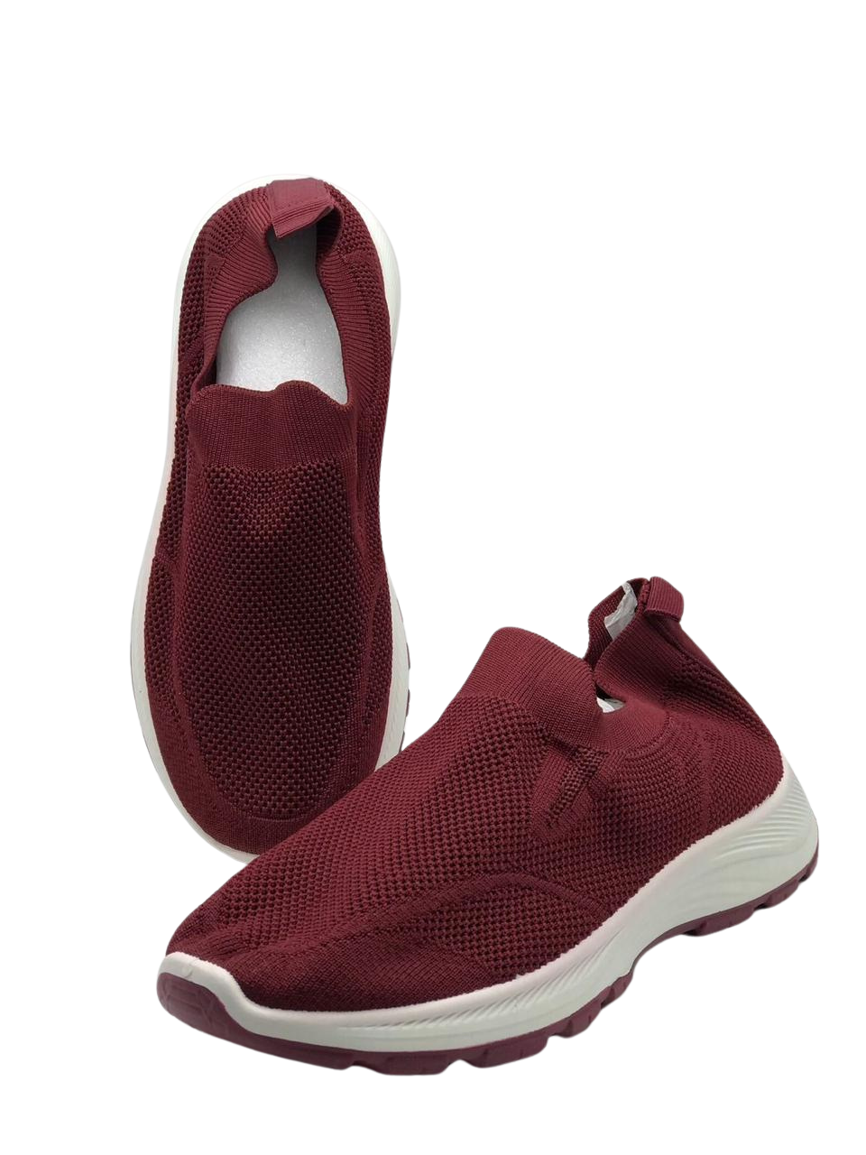 Maroon Slip-On Sneakers with White Sole