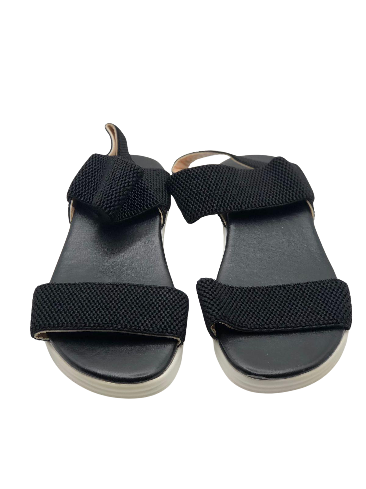 Minimalist Black Strap Sandals with White Sole