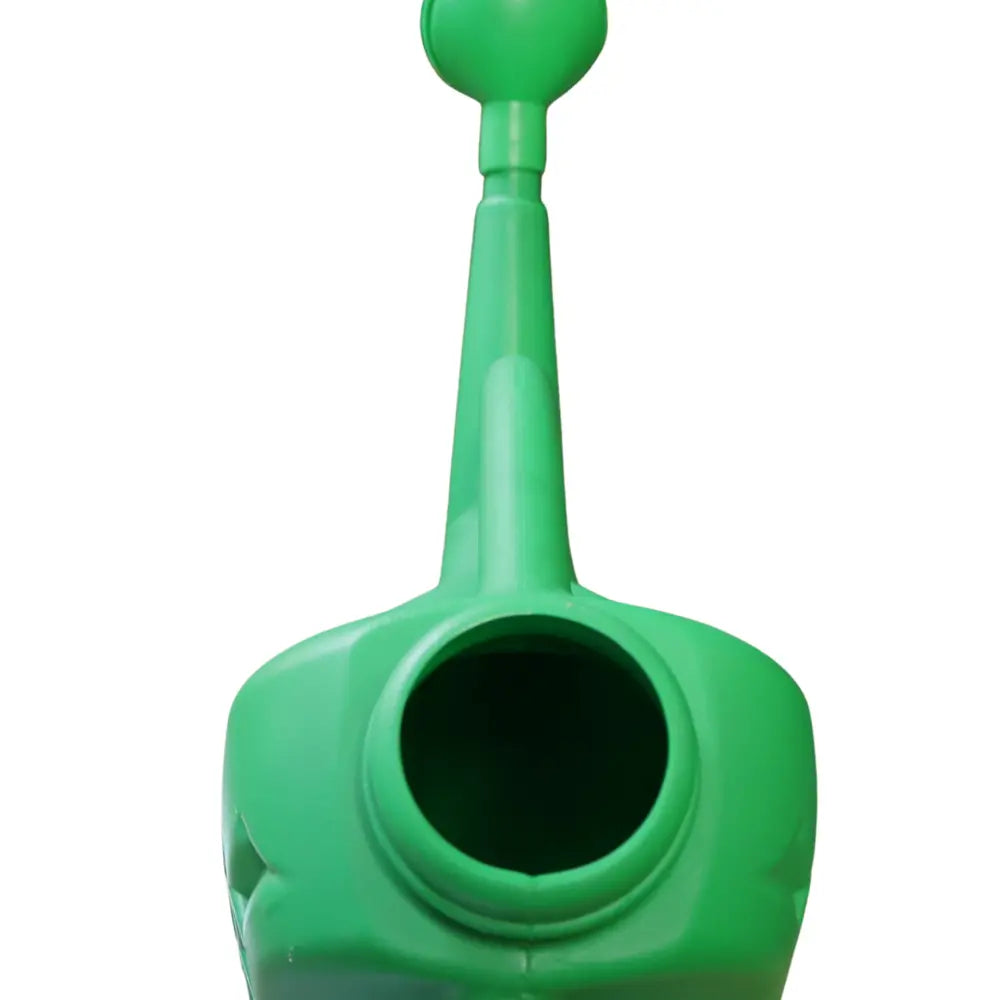 Empty Green plastic Can with a long handle and round head