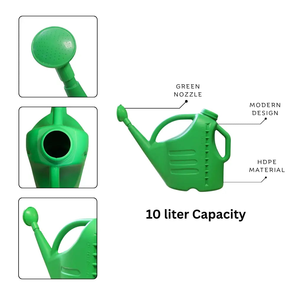 10 liter Green watering can with features