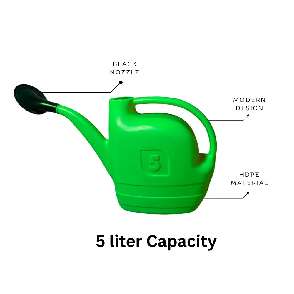 5 ltr Green watering can with features