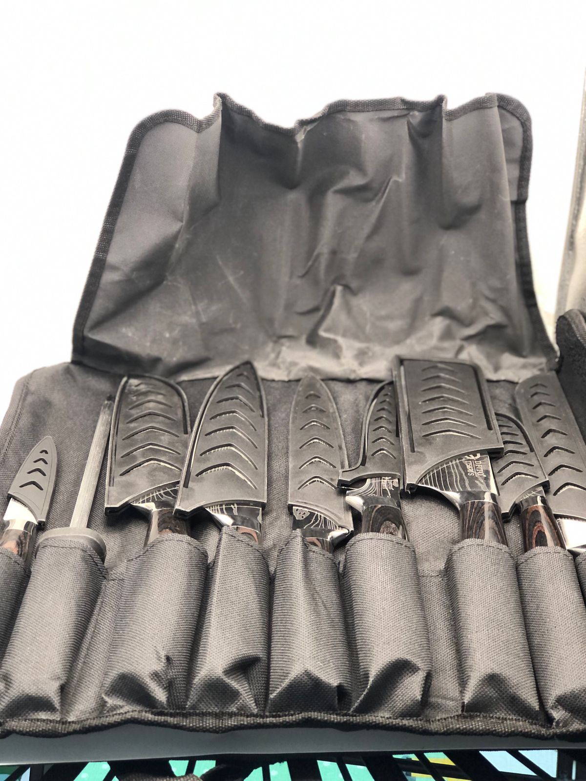 Dfito Chef Knife Sets with Roll Bag, 9 Pieces Professional Knife Set