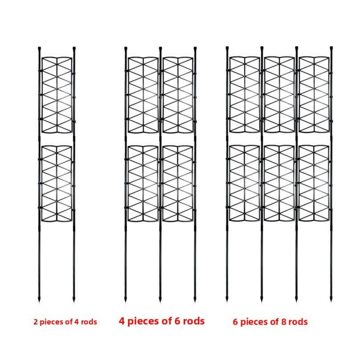 Expandable Metal Garden Trellis with Finial Tops Folding Lattice Plant Support for Climbing Vines, Roses & Vegetables