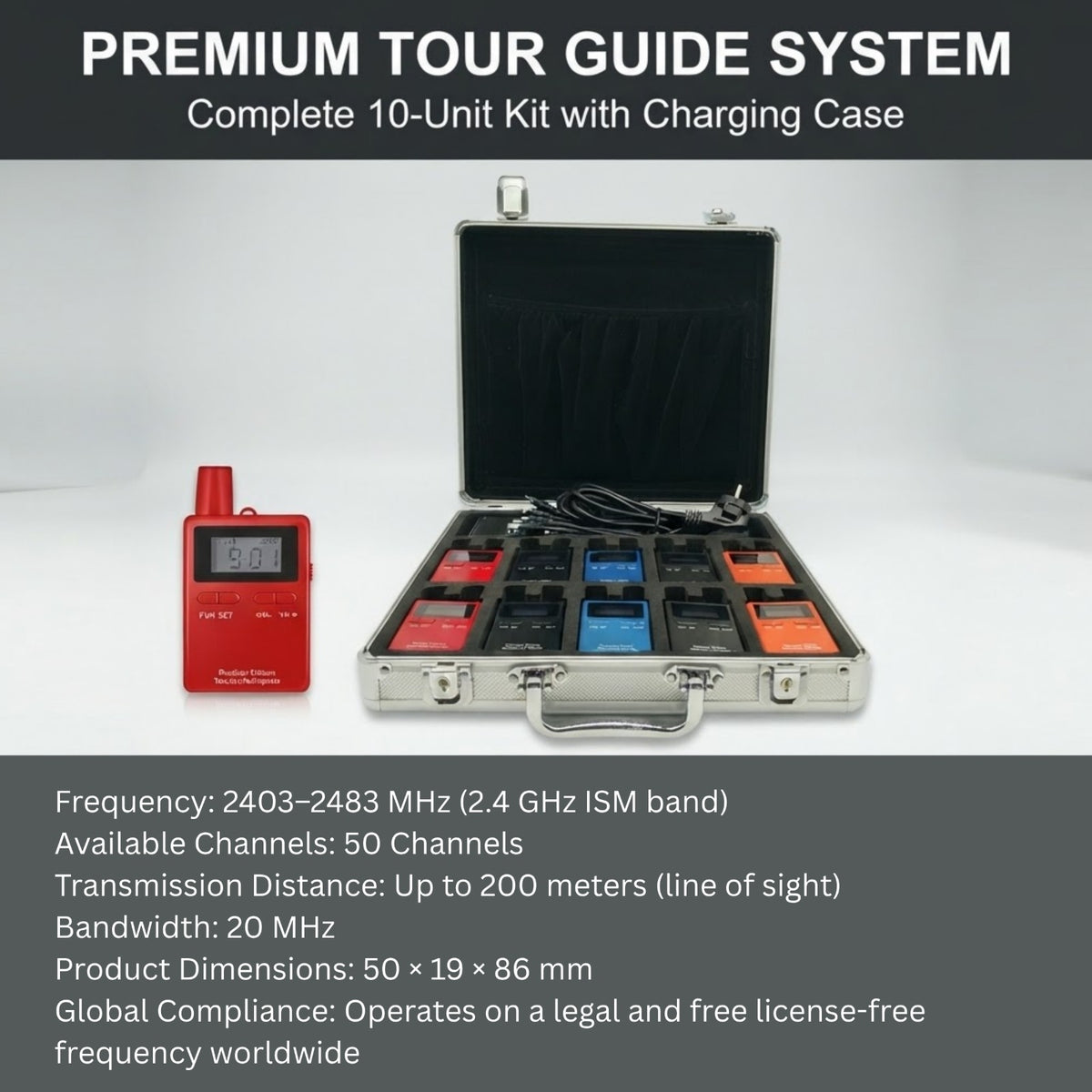 Wireless Tour Guide Receiver Portable Digital FM Audio Receiver for Tour Guides, Museums & Events