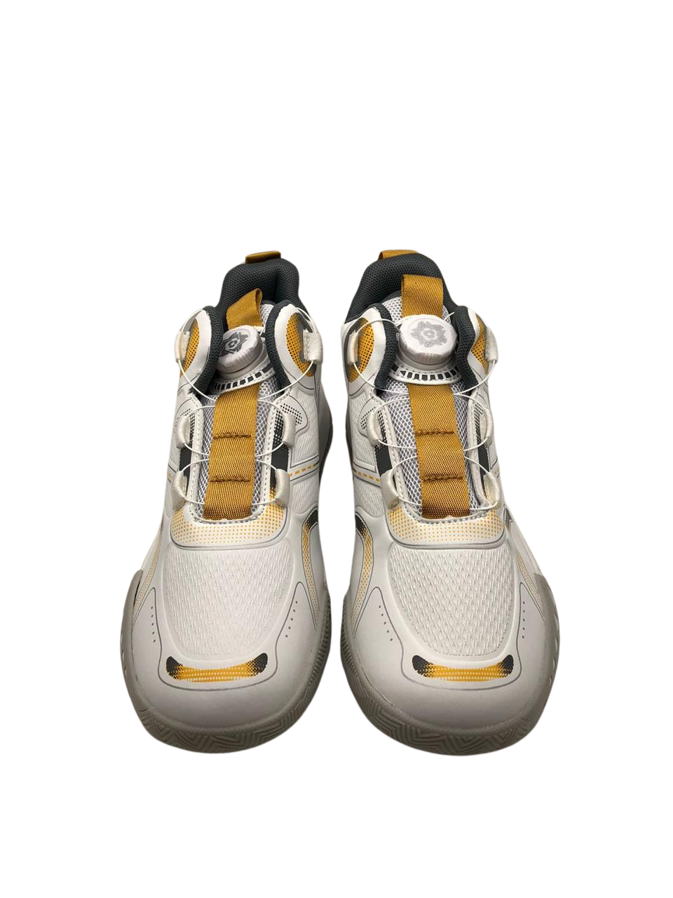 White and Yellow Athletic Shoes