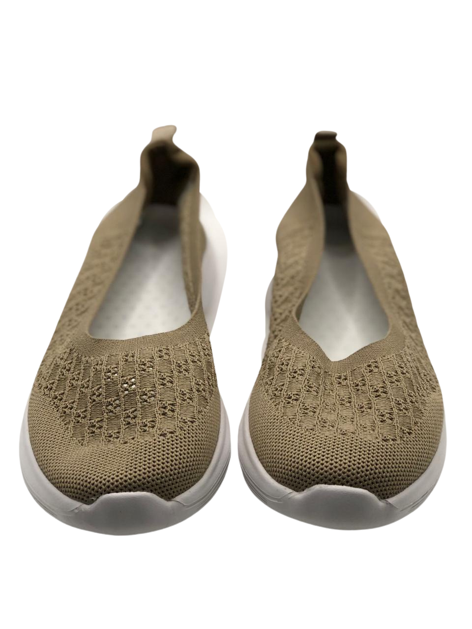 Beige Knitted Slip-On Shoes