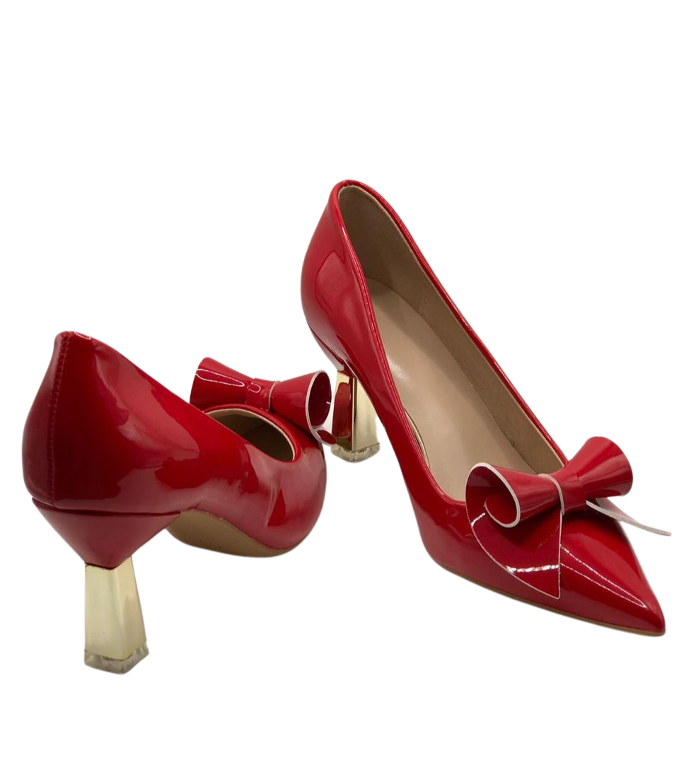 Glossy red stiletto heel