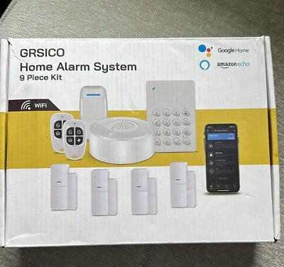GRSICO Smart WiFi Alarm System – 9-Piece DIY Home Security Kit, Alexa Compatible