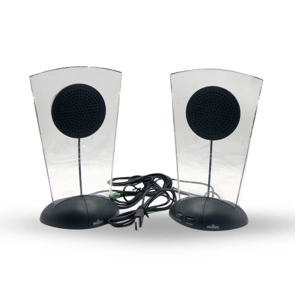 MOIGIC X7 speaker pair with clear front panels