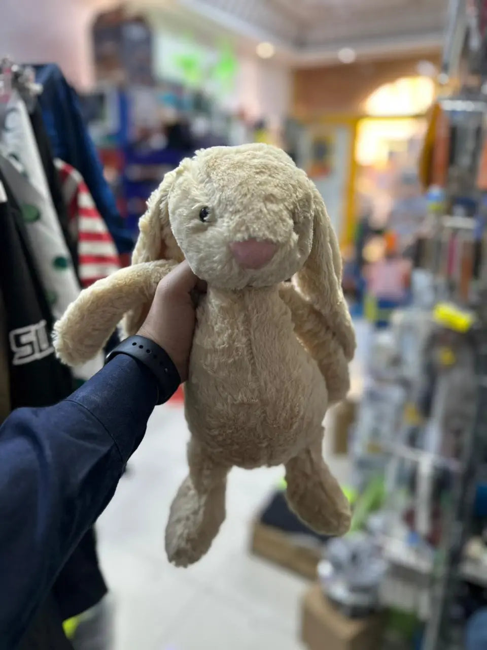 Beige stuffed bunny toy