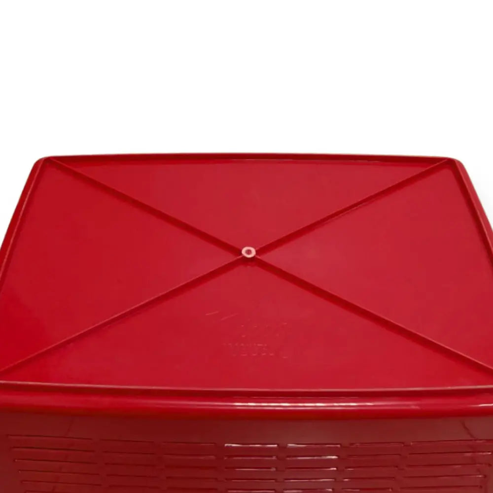 Red plastic container