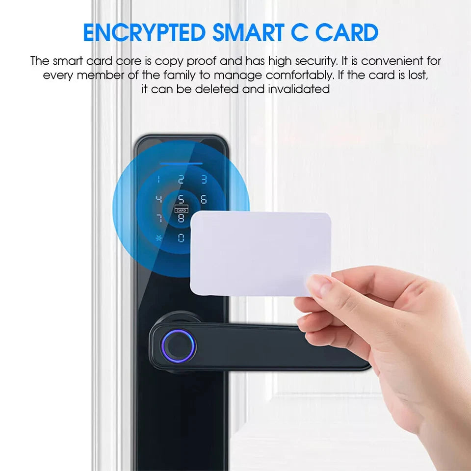 Electronic Smart Door Lock APP Fingerprint Card Password Key Home Security