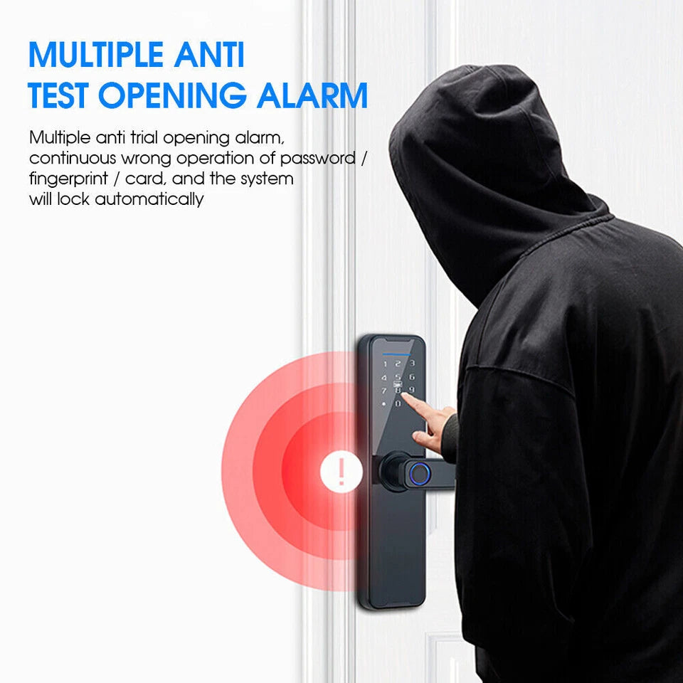 Electronic Smart Door Lock APP Fingerprint Card Password Key Home Security