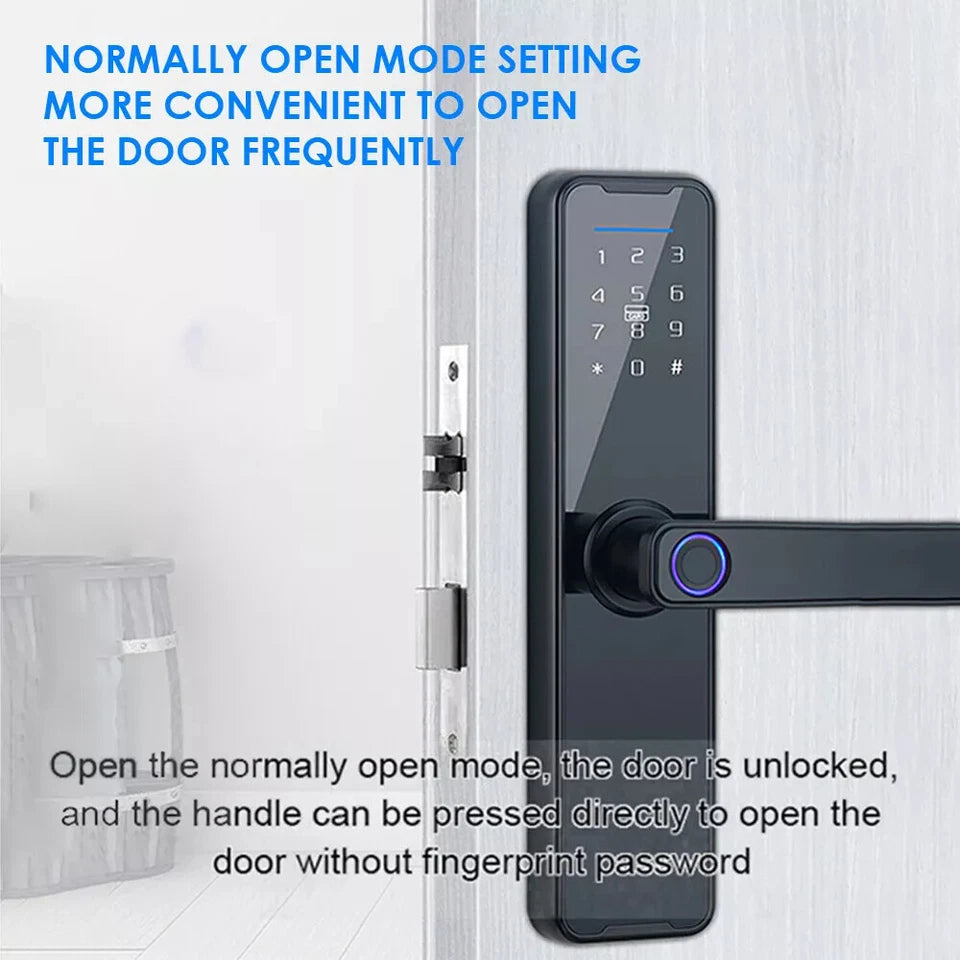 Electronic Smart Door Lock APP Fingerprint Card Password Key Home Security