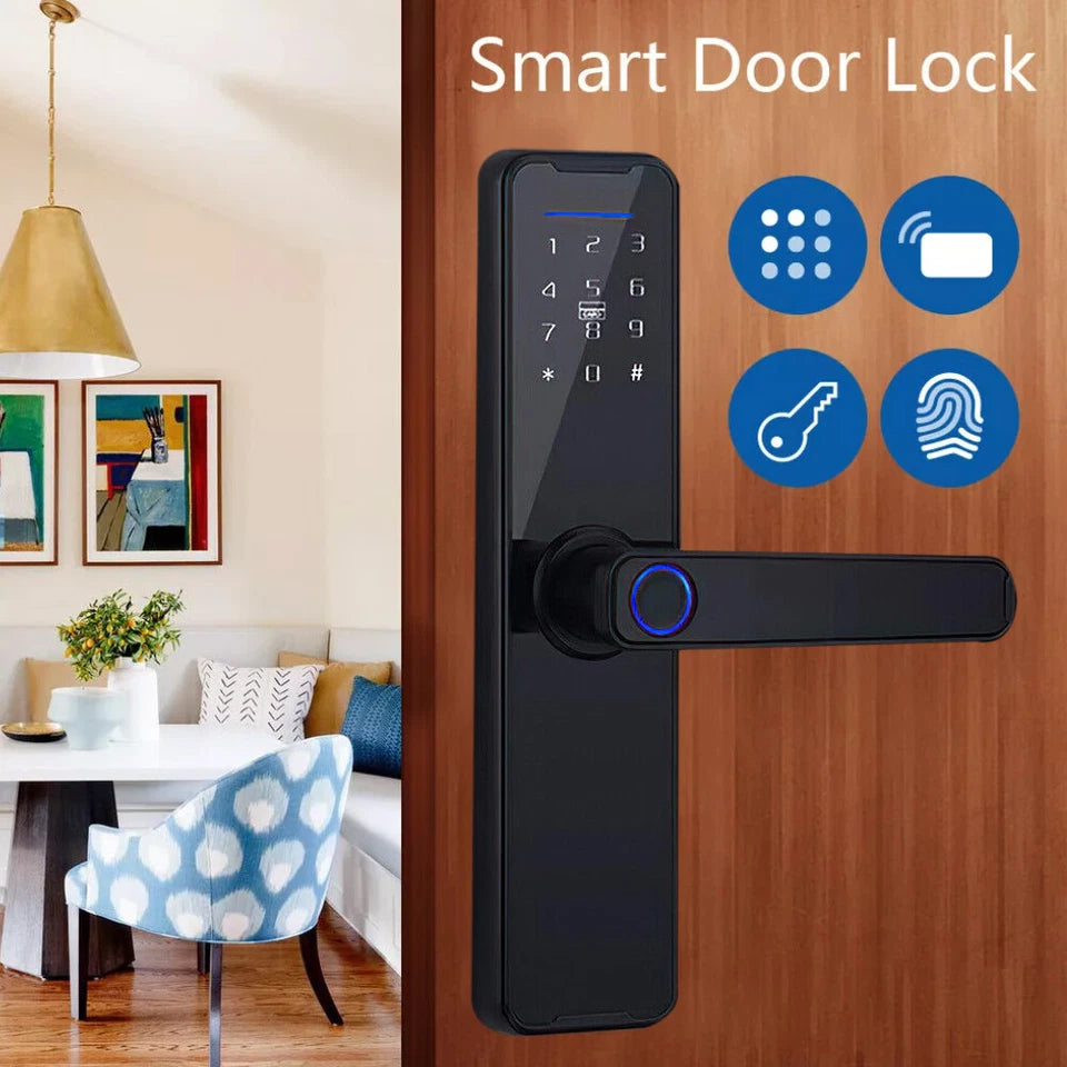 Electronic Smart Door Lock APP Fingerprint Card Password Key Home Security