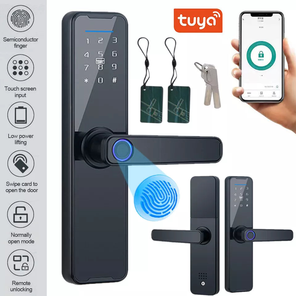 Electronic Smart Door Lock APP Fingerprint Card Password Key Home Security