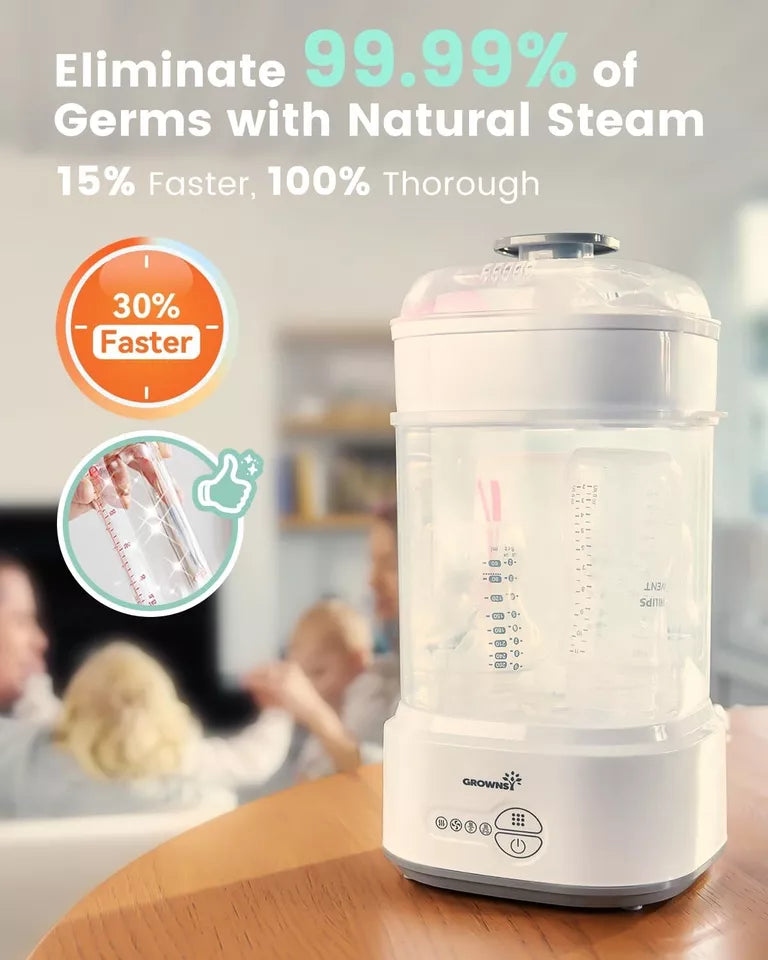 Grownsy Bottle & baby feeder Sterilizer and Dryer, Compact Electric Steam Baby