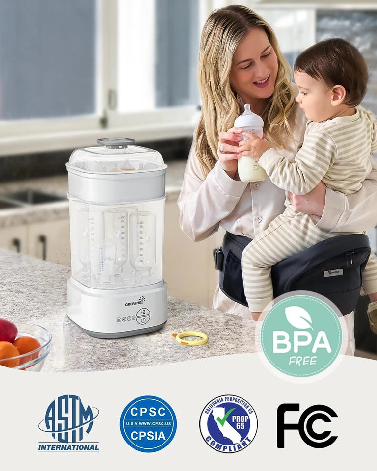 Grownsy Bottle & baby feeder Sterilizer and Dryer, Compact Electric Steam Baby