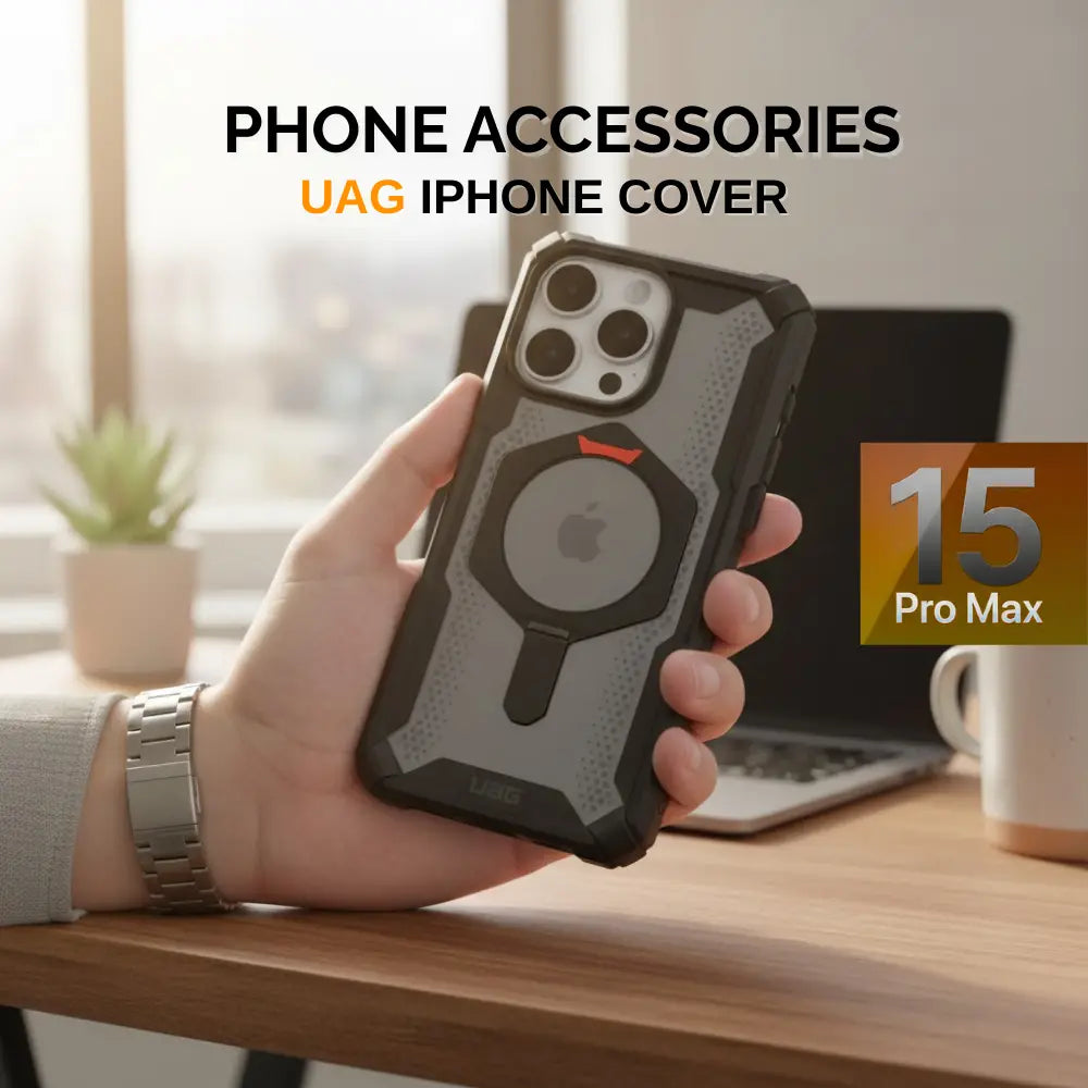 UAG iPhone 15 Pro Max phone case in transparent black color