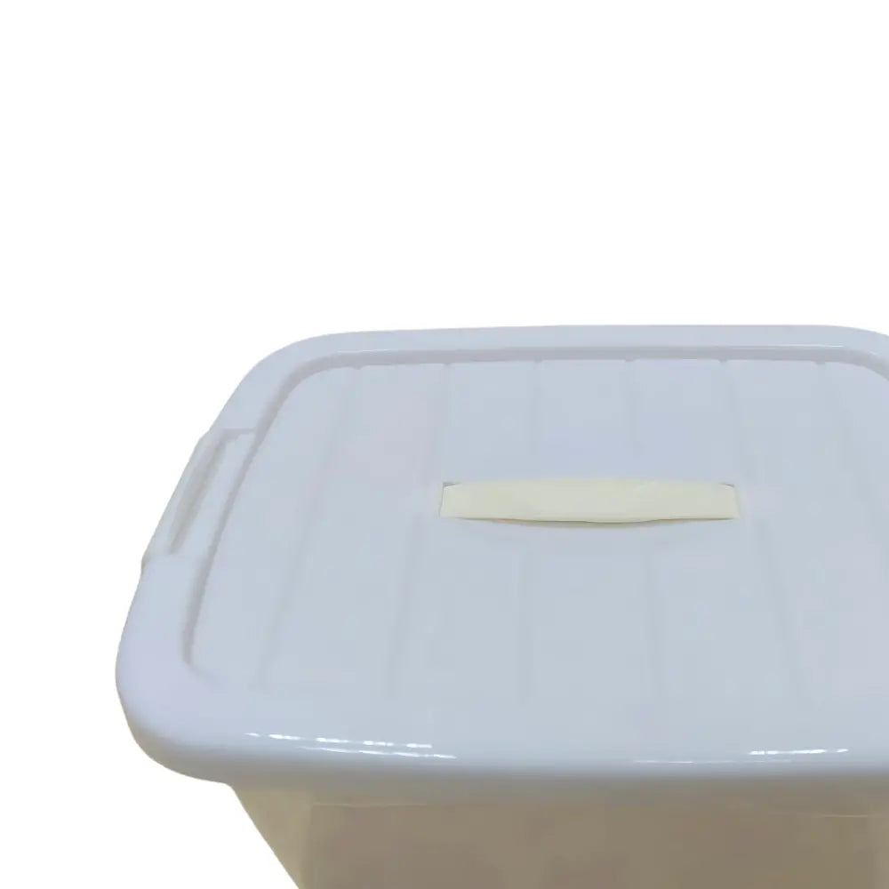 White plastic container with a lid